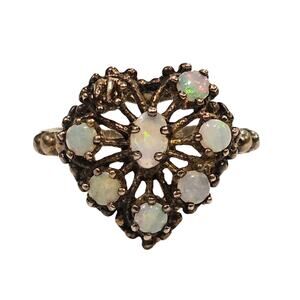 Opal Heart Ring Australian Opal & Gold-Plated Finish Sterling Silver